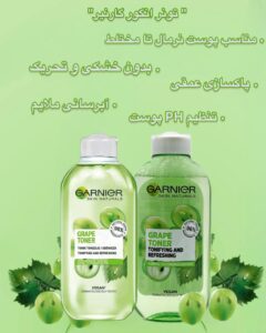 تونر انگور گارنیر مناسب پوست نرمال تا مختلط Garnier Skin Naturals Grape Toner – Tonifying and Refreshing