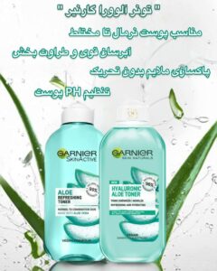 تونر آبرسان و شاداب‌کننده آلوئه‌ورا گارنیر مناسب پوست نرمال تا مختلط Garnier Skin Naturals Aloe Refreshing Toner – Normal to Combination Skin