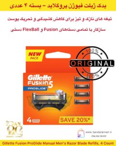 تیغ یدکی ژیلت فیوژن پروگلاید دستی مردانه – بسته ۴ عددی Gillette Fusion ProGlide Manual Men’s Razor Blade Refills, 4 Count